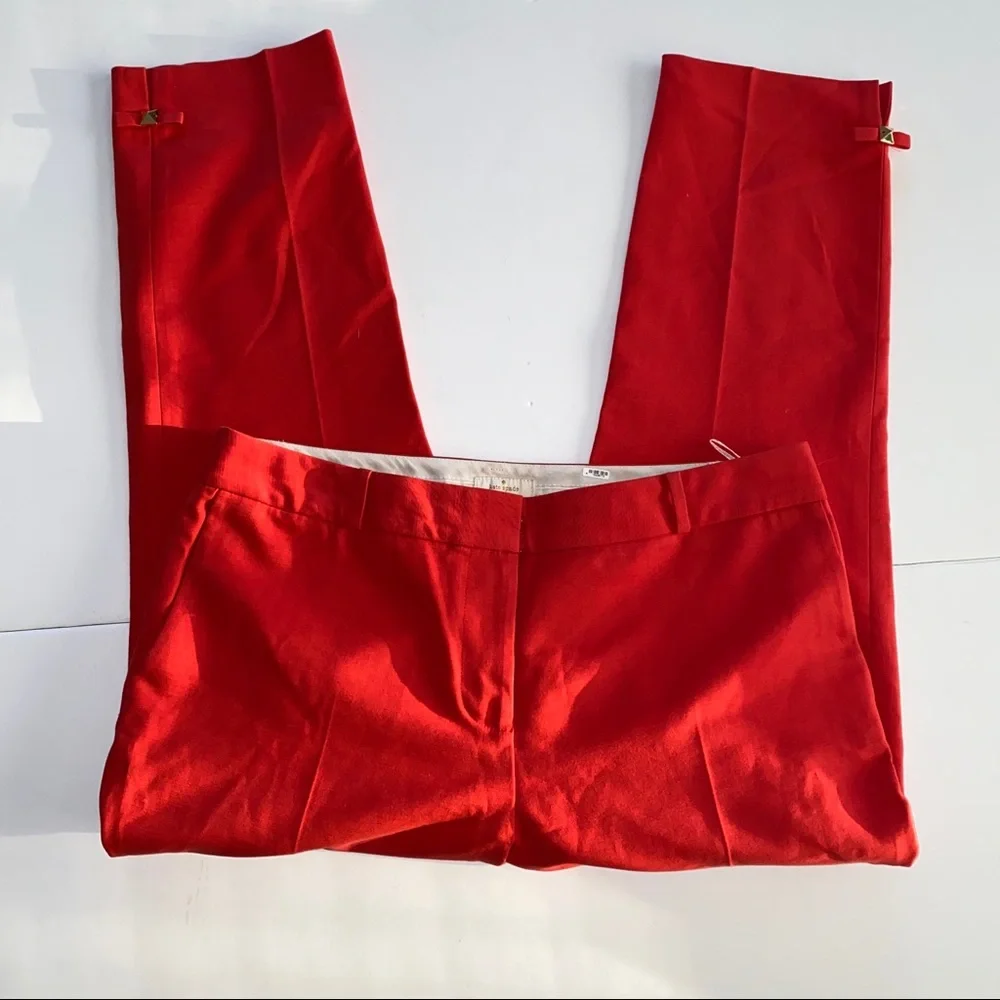 Kate Spade Red Jackie Crop Trouser Pants 10 Bows